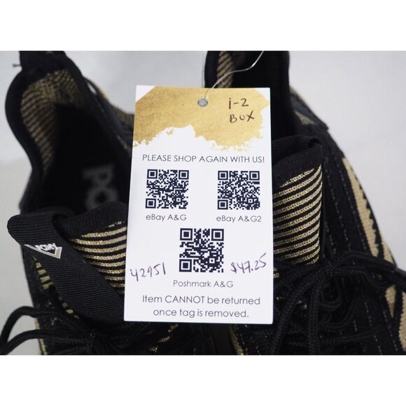 Pony PP2 Spike Knit Black & Gold Lace-Up Athletic Sneakers, Size 6.5 (US) - Picture 12 of 12